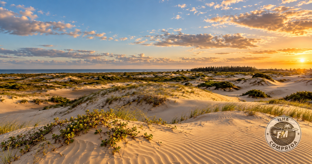 Dunas de Ilha Comprida cercadas por vegetação de restinga