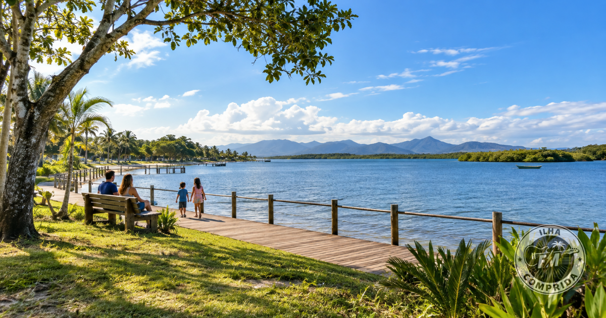 Área de parque e ciclovia para passeio com crianças em Ilha Comprida
